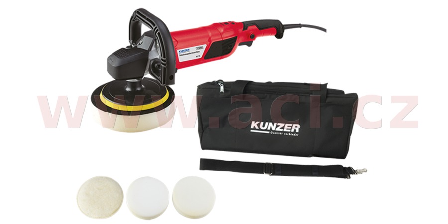 leštička rotační KUNZER 1500 W, regulace otáček 600-3000 ot./min., včetně kotoučů a tašky