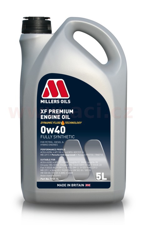 MILLERS OILS XF PREMIUM 0w40, plně syntetický, 5 l