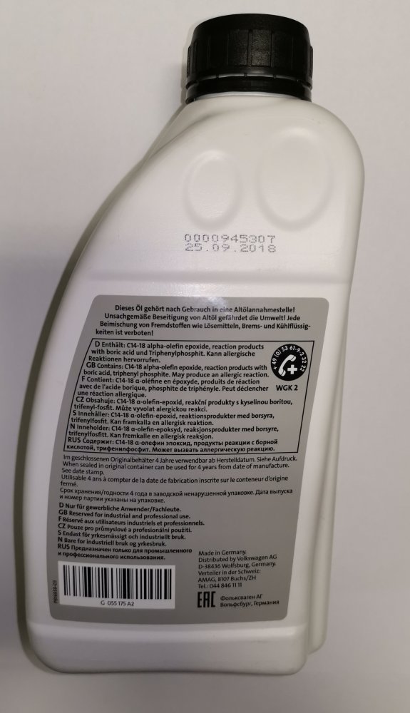 Náplň do haldex spojky-1L ORIGINÁL G055175A2 — IMdily.cz